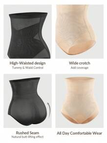 SHAPORA 2 Packs Shaping High Waisted Mesh Brief Shapewear Bottom Body Shaper Butt Lifter-Tummy Waist Control - Multicolor - View 6