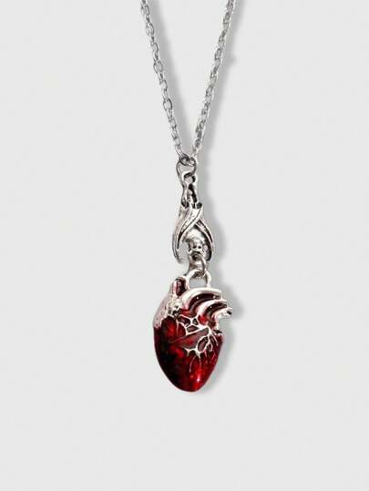 Goth 1pc Funky Zinc Alloy Heart Charm Necklace For Women For Daily Decoration