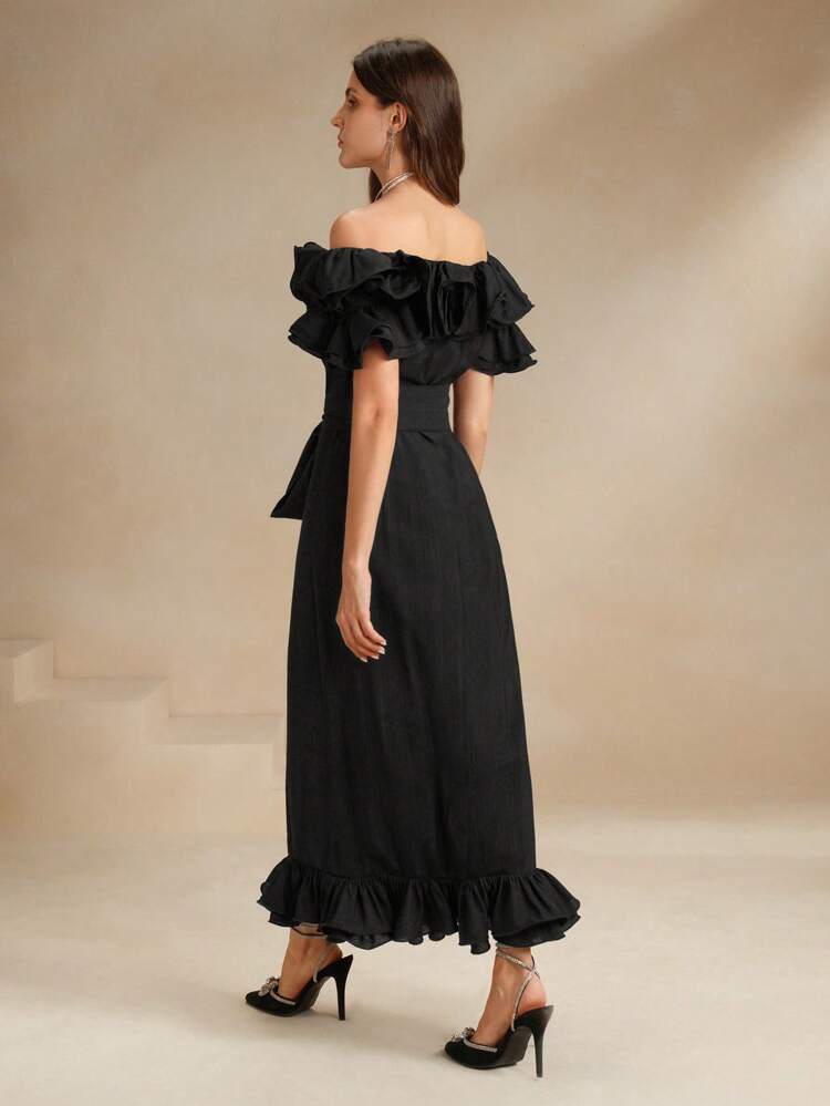 Ruffle Trim Casual Ruffle Dress