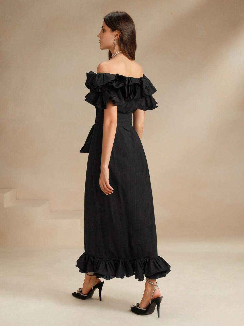 Ruffle Trim Casual Ruffle Dress