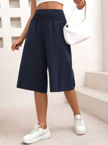 SHEIN Essnce 女士休闲七分裤 - 藏蓝色 - 查看 3