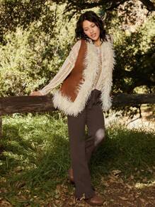 Muchica Women Solid Color Belted Flared Casual Knit Top And Pants Set In Fall/Winter - Chocolate Brown - View 4