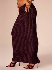 MUSERA Low Rise Maxi Skirt Elegant Spring Summer Sexy Party - Coffee Brown - View 4