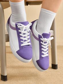 CUCCOO EASI Lace-Up Fashionable Women's Casual Shoes, White Canvas Sports Shoes Trainers