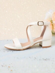 Summer Outdoor Party Dress With White Fashionable Classic Children's High-Heeled Sandals