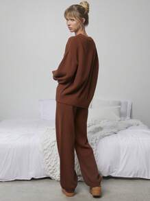 WESTFADE Boho Casual Sweater Lounge Pants - Rust Brown - View 8
