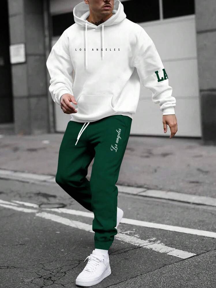YBWZH Tuta da uomo a maniche lunghe con mezza zip, felpa con cappuccio e pantaloni da
