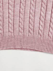 Elamini V-Neck Solid Color Knit Vest, Spring & Autumn - Dusty Pink - View 4