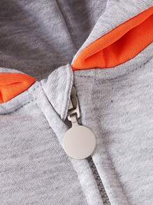 SHEIN Bộ đồ liền thân màu cam in hình tai cáo dễ thương cho bé trai sơ sinh, Thu/Đông - Nhiều màu - Xem 6