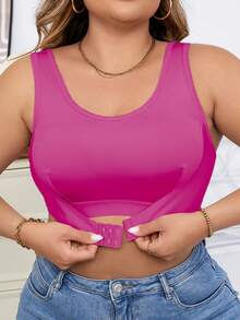 1 件大码休闲日常舒适无钢圈文胸 - 玫紅色 - 查看 3