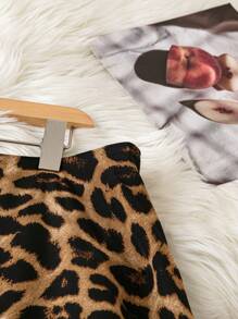 SHEIN LUNE Váy họa tiết da báo cỡ lớn thời trang Xuân Hè - Màu Khaki - Xem 3