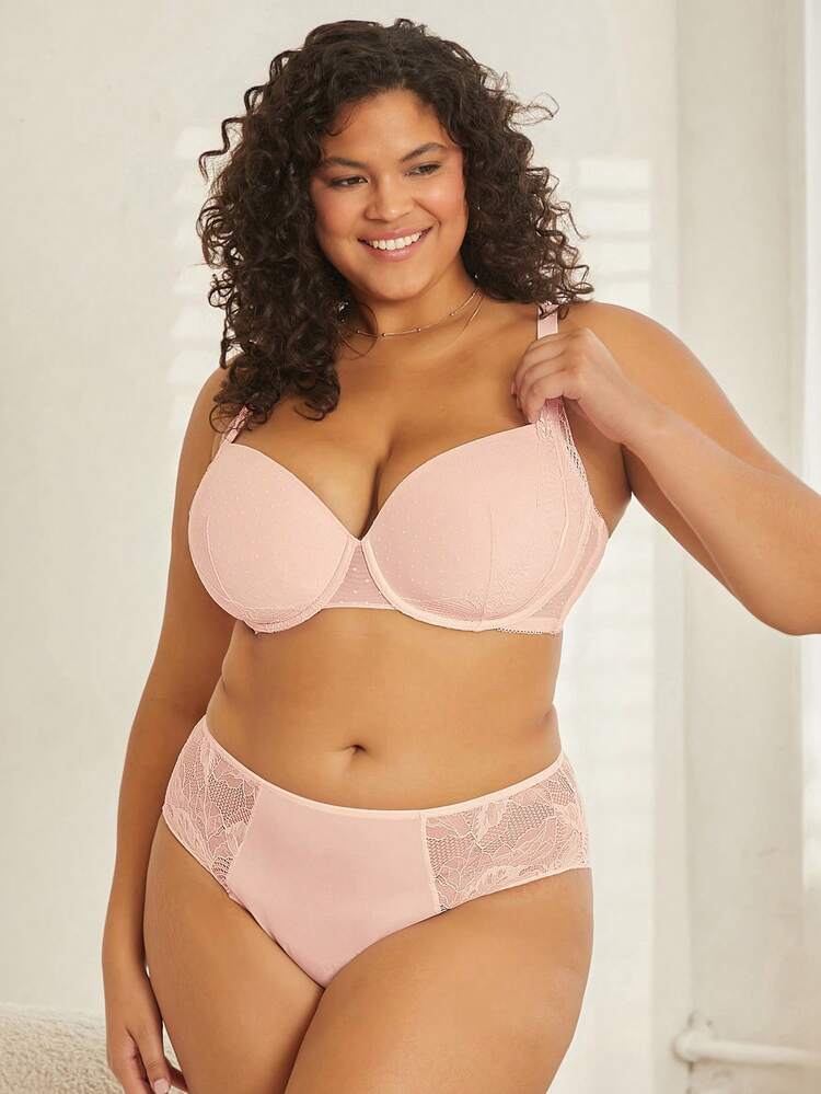 Plus Full Coverage Push-Up Lace & Mesh Bra