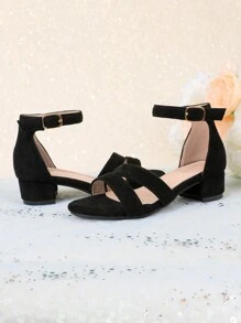 Summer Outdoor Party Dress Matched With Black Fashionable Classic Children's High-Heeled Sandals - Black - View 6
