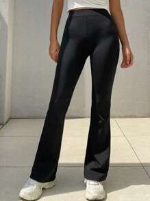 DAZY Women High Waist Slim Fit Flared Casual Street Wear Leggings,Back To School Clothes Tights - Black - View 4