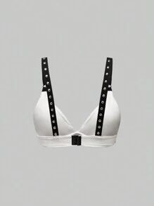 ROMWE Grunge Punk Punk-Stil Damen Crop Top mit Skelett, Kreuz und Rose Nieten-Träger