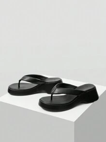 MOTF PREMIUM WOMEN BLACK LEISURE WEDGE HEEL PLATFORM SANDALS VACATION SHOES SUMMER FALL, SPRING SHOES SPRING BREAK EASTER FOR CHRISTMAS - Black - View 4