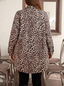 EMERY ROSE 大码豹纹宽松纽扣衬衫 - 彩色 - 查看 2