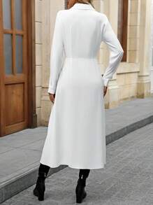 SHEIN LUNE Women's Casual Solid Color Mid-Length Long Sleeve Autumn/Winter Blouse