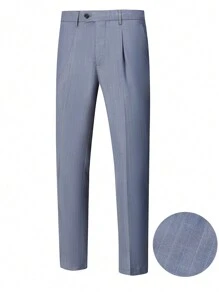 Manfinity Mode Men's Spring/Autumn Dress Striped Single-Breasted Vest And Pants Business Suit Set - Grey - View 3