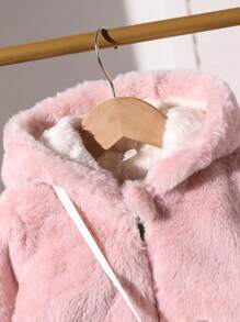 Baby Girl Solid Fleece Hooded Jacket, Winter