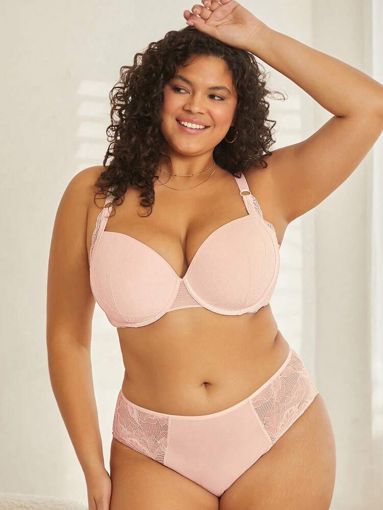 Plus Full Coverage Push-Up Lace & Mesh Bra