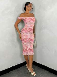 SHEIN BAE 浅黄色蕾丝连衣裙度假连衣裙夏装夏装春装淡黄色连衣裙沙滩女士连衣裙长沙滩裙夏季女士夏季服装/春装/情人节服装/狂欢节/海滩度假服装 - 粉色 - 查看 4