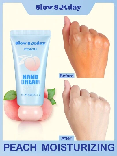 Slow Sunday Peach Hand Cream, For Dry Hands,Hand Care Cream For Dry Cracked Hands Natural Plant Fragrance Moisturizing Travel Size Hand Lotion For Women, Cozy Winter Styles, Suitable For Winter, Y2K, For Valentine's Day, Valentines Gift, Valentines Day Gift, Ideal For Party