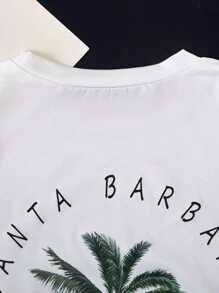 Tween Boy Casual Vacation Palm Tree Printed Short Sleeve T-Shirt - White - View 4