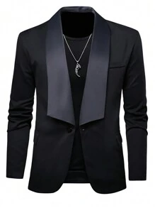 Calvornis Men'S Shawl Collar Blazer - Black - View 1