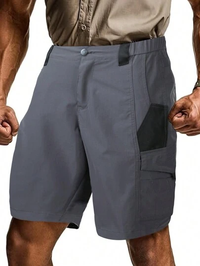 Manfinity Sport Corelite Men Contrast Color Pocket Loose Casual Outdoor Shorts School