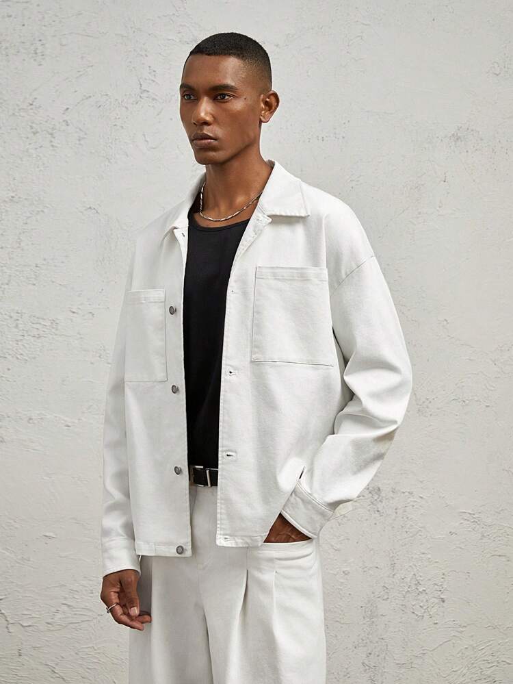 Jaqueta Casual Masculina de Caimento Solto com Lapela, Adequada para Primavera e Outono, para Outono e Inverno