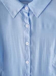 Franclia Váy maxi tay áo màu trơn 3/4 mùa hè dành cho nữ - Màu xanh nhạt - Xem 7