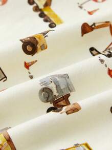 Cozy Pixies 2 Stücke/Set Baby Jungen Cartoon Auto Muster Weicher Gestrickter Rundhals Kurzarm Top und Lässige Shorts