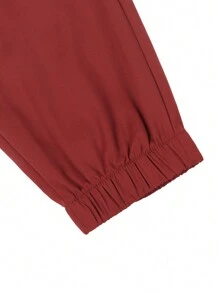 Manfinity LEGND Men's Casual Drawstring Pocket Elastic Waist Jogger Pants - Burgundy - View 7