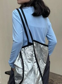 DAZY 1 件女童纯色休闲百搭 T 恤 - 藍色 - 查看 2