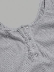 Slaydiva 休闲百搭白色深 U 领工字背心-C - 灰色 - 查看 3