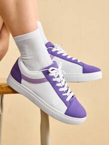 CUCCOO EASI Lace-Up Fashionable Women's Casual Shoes, White Canvas Sports Shoes Trainers