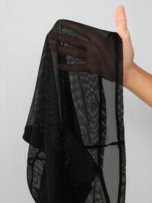 SHEIN PETITE Parte superior de malla negra para mujer - Negro - Ver 8