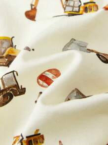 Cozy Pixies 2 Stücke/Set Baby Jungen Cartoon Auto Muster Weicher Gestrickter Rundhals Kurzarm Top und Lässige Shorts