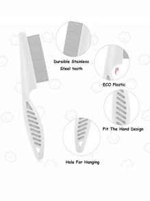 1PC Pieces Stainless Steel Fine & Wide Tooth Comb,High Strength Teeth Hair Combs, Professional Dandruff Combs Grooming Tool,Help Remove Lice And Dandruff - Multicolor - View 10