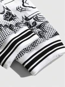 Manfinity LEGND 大码男式卡通印花拉链连帽休闲运动衫 - 白色 - 查看 3