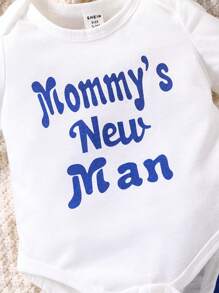 SHEIN Playful Pals 男婴可爱字母印花连帽连身衣（含裤子），春夏