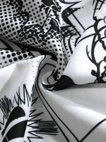 Manfinity LEGND 大码男式卡通印花拉链连帽休闲运动衫 - 白色 - 查看 8