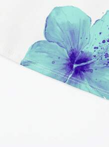 INAWLY Y2K Hibiscus Flowers Graphic Tube Top - White - View 4