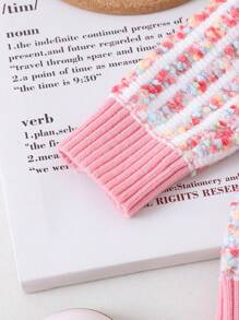 2pcs/Set Young Girls Floral Print Casual Long Sleeve Cardigan And Mini Skirt, Suitable For Daily Wear, School And Outings, Applicable For Autumn/Winter Seasons - Pink - View 4