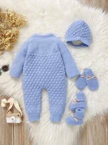 SHEIN Vintaside Kids Áo len dài tay Raglan cổ tròn màu trơn cho bé gái, mùa thu đông - Màu xanh lam - Xem 2