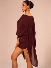 MUSERA Vestido mini con escote de barco y mangas, para vacaciones de verano, estilo boho elegante, relajado y recogido, lindo y sexy, ideal para vacaciones, festivales y conciertos en Ibiza