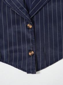 Sparklyn Tween 女孩优雅都市通勤蓝白条纹西装背心和裤子两件套，优雅适合婚礼、婚礼宾客