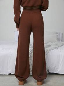 WESTFADE Boho Casual Sweater Lounge Pants - Rust Brown - View 2