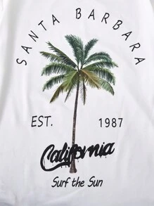 Tween Boy Casual Vacation Palm Tree Printed Short Sleeve T-Shirt - White - View 3